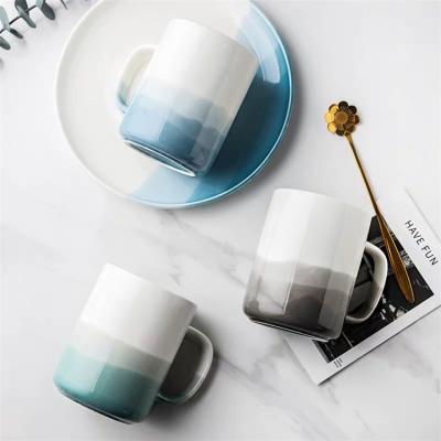 China Viable Fancy Deep Tones Gently Fade Through Design Ware Coffee Tea Sets Porcelain Coffee Mugs Empty Custom Ceramic Mug for sale