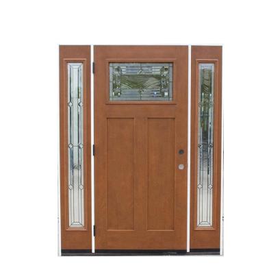 China Fangda Modern 3 Panel SMC Fiberglass Full Entry Doors for sale