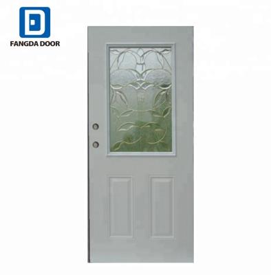 China Modern Hollow Core Metal Infill Steel Polyurethane Foam Exterior Glass Door for sale