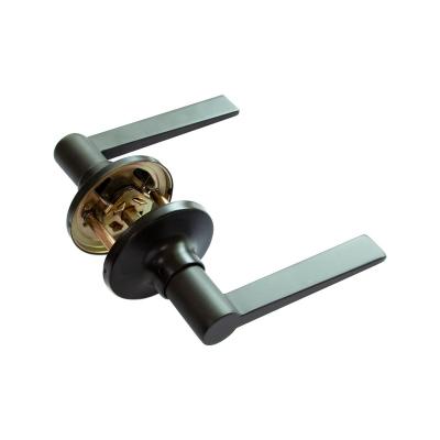 China Wide Application Handle Black Lever Lock Keyed Entry Round Tubular Lever Handle Lock Hotel School Door Lock Lever and Handle Door for sale