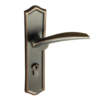 China Direct Wholesale Wooden Black Wooden Door Hardware Black Bedroom Hardware Door Lock Handle Family Factory Supply Antique Built-in Panel Lock for sale