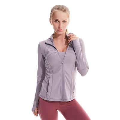 China Dropshipping Breathable Long Sleeve Cropped Activewear Workout Nylon Zipper Women Yoga Top Jacket for sale