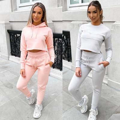 China Custom Logo Ladies Jogger Breathable 2 Piece Fitness Clothing Sweat Tracksuits Jogging Sportsuit Women's Tracksuits for sale