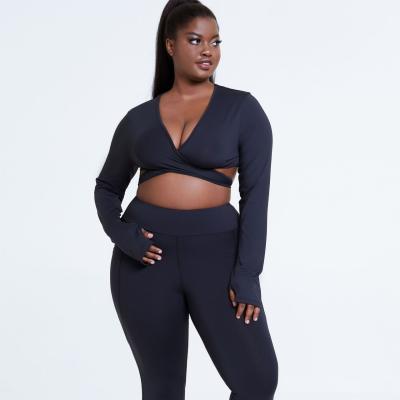 China 4xl 2xl 3xl Gym Clothing Xxl Yoga Suit Breathable Two Piece Sport Wear Large Plus Size Women Breathable Plus Size Yoga Sets for sale