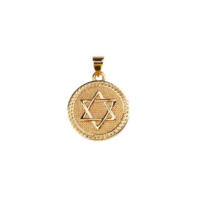 China CLASSIC Rune Star Lucky Glod Plated Hexagram Coin Necklace Pendant with Zircon for sale