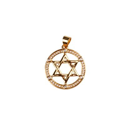 China CLASSIC Glod Plated Lucky Hexagram Coin Hollow Pendant Necklace with Zircon for sale