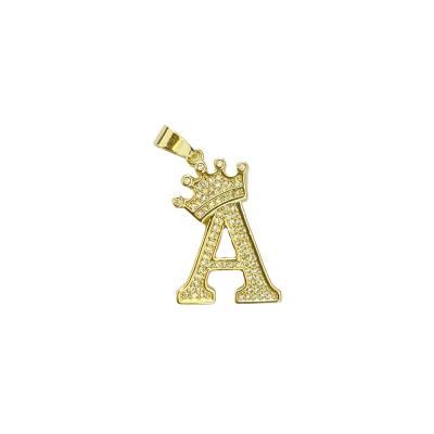 China CLASSIC Alphabet Initial Letter Gold Plated Necklace Pendants With Zircon Crown for sale