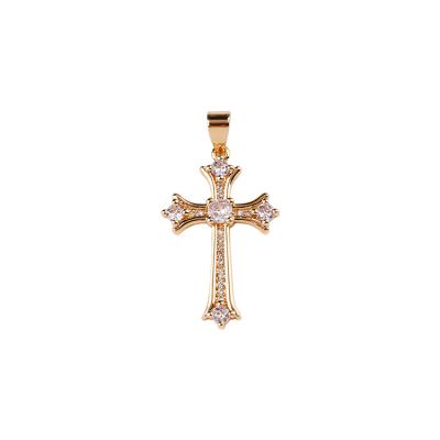 China CLASSIC Bless Gold Plated Cross Necklace Pendant With Colorful Zircon For Couples for sale