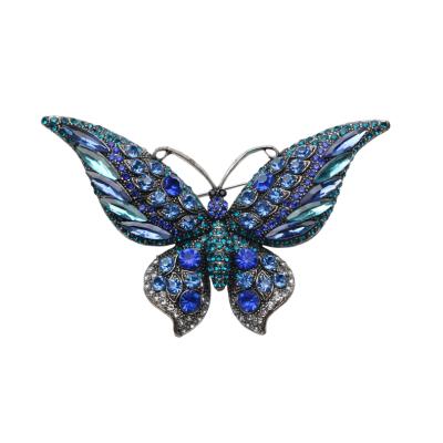 China Popular Customized Multicolor Butterfly Insect Alloy Brooch Gold Plated With Zircon for sale