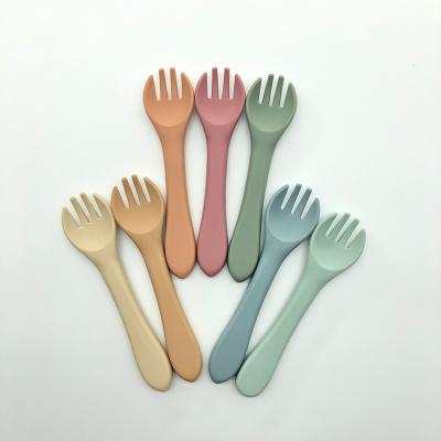 China Wholesale BPA Free Reusable Colorful Silicone Baby Training Bpa Free Kids Forks for sale