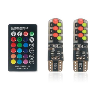 China Circuit board+silicone car led interior silicone t10 width indicator lights cob rgb changing remote controller flashing light atmosphere lamp for sale