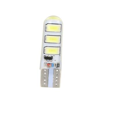 China Circuit board+silicone T10 led car light silicone flash 5630 6SMD T10 w5w 194 168 led Canbus bulbs led for car interior light 12V for car for sale