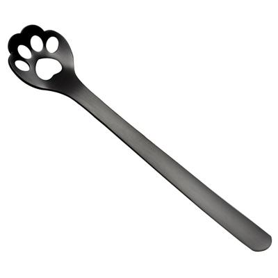 China Factory Direct Sale Viable Cat Paw Spoon Hollow Out Coffee Spoons, Stainless Steel Teaspoon for Dessert Ice Cream Stirring for sale