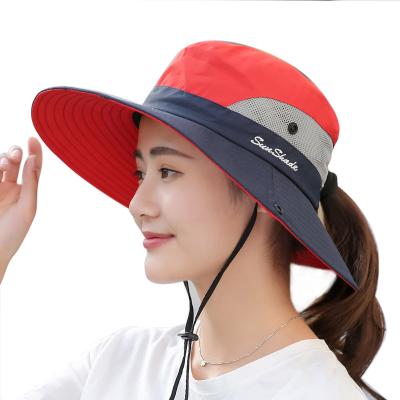 China Women Parent-child Summer Breathable Mesh Hat Wide Brim Foldable Sun Unisex Beach Fishing Hat Outdoor UV Protection Hat for sale