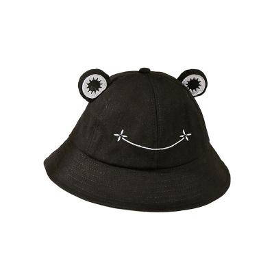 China New Breathable Frog Letter Bucket Hat Cotton Fisherman Cap Hats For Kids Sunscreen Summer Going Out Hat Children for sale