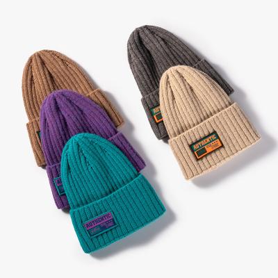 China COMMON Adults Autumn Winter Korean Letter Beanie Fashion Outdoor Warm Wool Hat Couple Knitted Hat For Women Men for sale