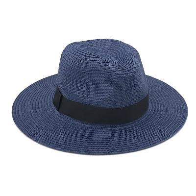 China New Design Spring Summer Dobby Straw Caps Men Women Plain Sun Unisex Wide Brim Straw Caps Adults Unisex Wide Brim for sale