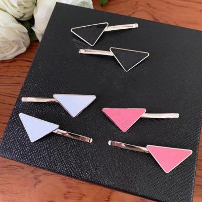 China Fashion quality ISS P home net red hairpins inverted triangle side hair clip luxury retro metal alloy letter hair clip accessories for sale