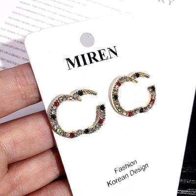 China Other Hot Selling Female Girls Trend Silver S925 Needle Shape G Letter Earring Diamond Luxury Designers Earrings Women Colorful Shiny for sale