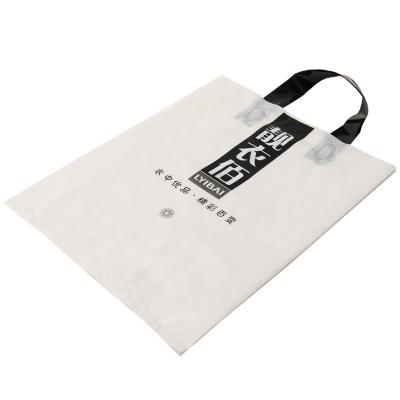 China Moisture Proof White Custom Shopping Polyethylene Plastic Bags With Logo Plastic Handle for sale