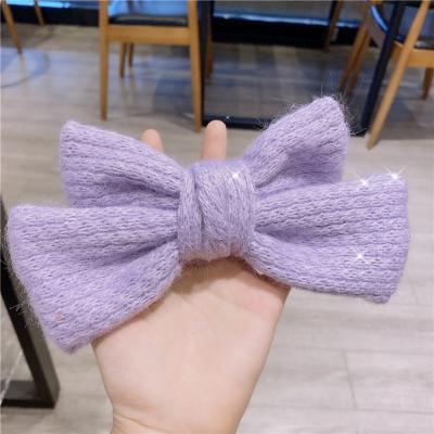 China Japan top clip and Korean style factory direct sale woolen bow hairpin hair accessories fashion word cute handmade cute big clip for women girl headdress for sale