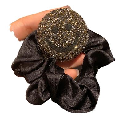 China Hot Selling Environmentally Friendly Fast Delivery Korea Celebrity Fast Delivery High Stability Rhinestone Smile Face Hair Net Hair Ties Rubber Bands Accessories For Girls for sale