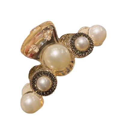 China Eco-Friendly Retro Korean Baroque Hair Clip Temperament Pearl Rhinestone Hairpin Rhinestone Hair Claw For Women Girls Hair Accessories for sale