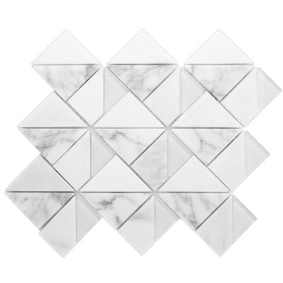 China 2022 modern natural marble mix Crystal Clear Glass Backsplash Mosaic tile wholesale bathroom wall decoration stone and glass mosaic for sale