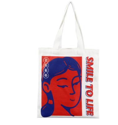 China Kaijie Recyclable New Logo Recycle Organic Cotton Canvas Custom Printed Promotional Advertising Tote Shopping Bag for sale