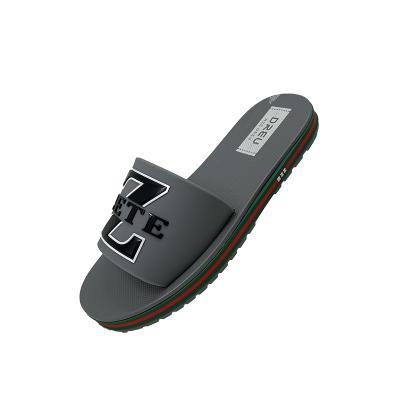 China CUSHIONING New Design Custom Leather Slides Sandals With Logo Pvc Beach Bath Slippers For Women And Men for sale