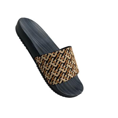 China Hot Selling Fashion Good Quality Fashion PVC Waterproof Man Strap Flat Slipper Fancy Slide Sandals And Slippers For Men for sale