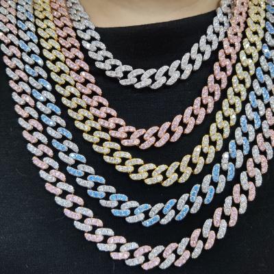 China FASHIONABLE Personality Hip Hop Necklace 9 Mm Single Row Zircon Claw Blue Ice Drill Out Cuba Chain for sale