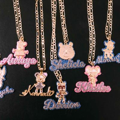 China New Custom Made Personalized Fashionable Stainless Steel Jewelry Acrylic Bottom Cartoon Name Necklace for sale