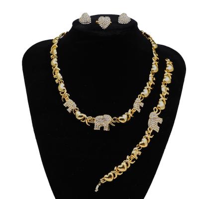 China Hot sale CLASSIC style mix 24k gold women kids jewelry sets,elephant hearts xoxo necklace set jewelry for sale