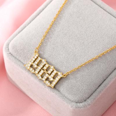 China 2021 Fashion Romantic Popular Custom Number Year Birth Pendant Necklace With Zircon Stone Necklace Birthday Gift for sale