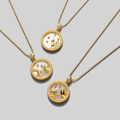 China FASHIONABLE Hot Selling Sterling Silver Gold Plated Shells Jewelry Zodiac Silver Necklace 925 Pendant Necklace for sale