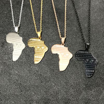 China TRENDY Classic Fancy Map Pattern Tribe Amazon Stainless Steel Luna Luna Pendent Necklace for sale