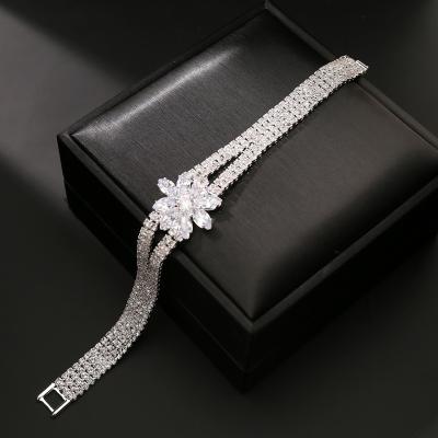 China Environmentally Friendly Multilayer Diamond Cubic Zirconia Tennis Bracelet Hip Hop Bracelet Tennis Bracelet for sale