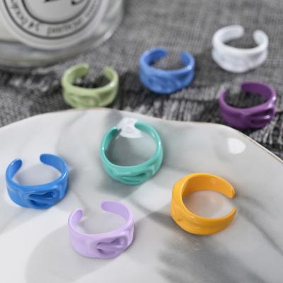 China New Love CLASSIC Ring Index Finger Ring Irregular Cavity Ring Ins Design Sense Fashion Macaron Color Niche for sale