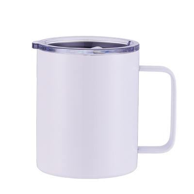 China Stocked USA Warehouse Stocked RTS White Sublimation Blanks Tumbler with Handle 12 OZ Coffee Mug Stainless Steel Double Wall Insulated for sale