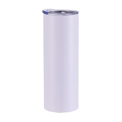 China Stocked USA Warehouse Hot Seller RTS 20 OZ White Sublimation Blanks Stainless Steel StraightTumbler Insulated with Metal Straw and Lid for sale