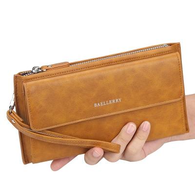 China Baellerry 2020 new style anti-theft multifunctional large capacity PU leather clutch wallet for men with wrist strap, male long phone bag for sale