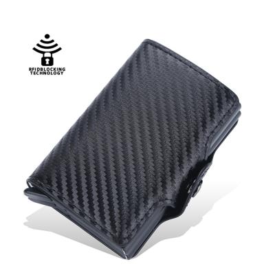 China 2022 New Fashion Fashion Automatic Pop Up Carbon Fiber Imitation Bank,Credit,Business,Rfid ID Card Holder Block Protected Cash Box With Latch for sale