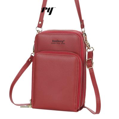 China 2021 Korea Baellerry Fashion Multifunctional Three-layer PU Zipper Wallet Long Crossbody with Shoulder Strap, Lady Cell Phone Bag for sale