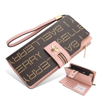 China Baellerry Handle Strap 2021 New Fashion Style Lady PU Leather Long Purse Wallets For Women With Handle Strap,Latch Phone Bag Wholesale for sale