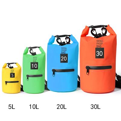 China Custom Logo 2L 5L 10L 15L 20L 30L 500D TPU/PVC Tarpaulin Boating Ocean Swim Pack Floating Waterproof Dry Bag Backpack for sale