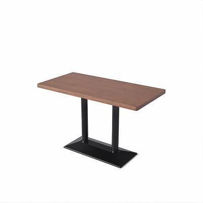 China Modern Successor Light luxury desktop shape can be customized metal base Western restaurant snack bar solid wood dining table for sale