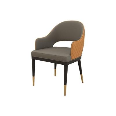 China Modern Successor Full leather wrapped luxury dining chair chain restaurant furniture Leather dining chair with armrests for sale