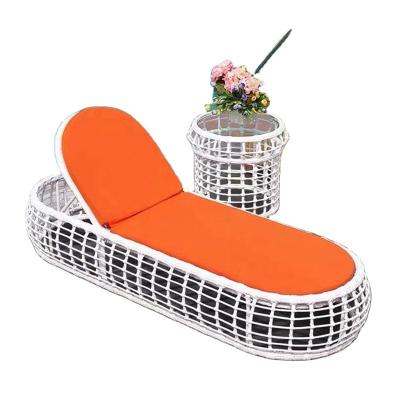 China Modern Scandinavian Outdoor Luxury Lounger Rattan Chair Outdoor Patio Lounger Villa Pool Lounger Storage Rattan Beach Chair for sale