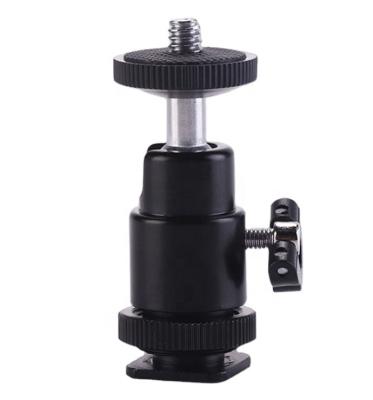 China Support Camera 1/4 Screw Spherical Hot Shoe Universal Photography Accessories Small Mini Shoe Adapter Tripod Head for sale